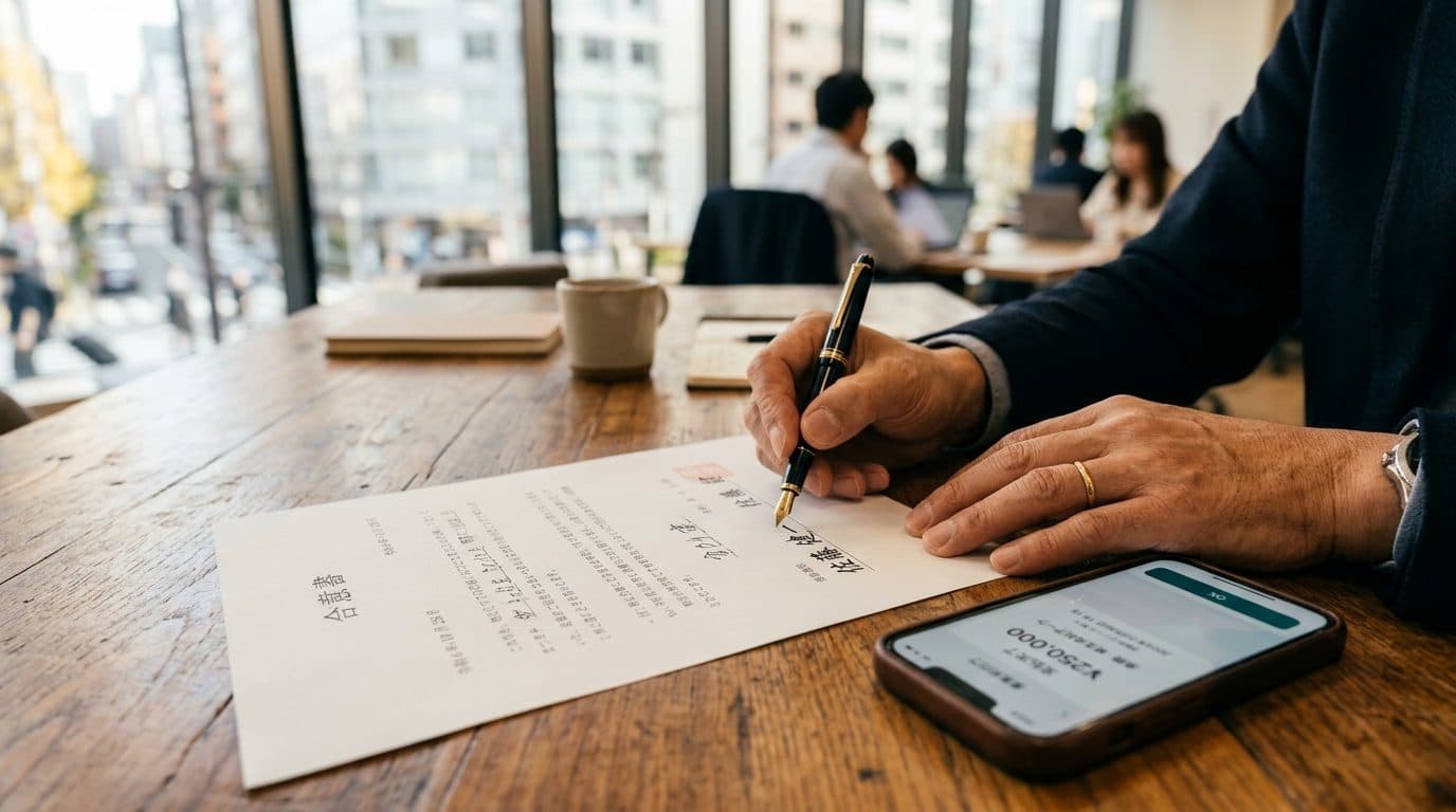 デスクで入金の一覧を確認する経営者